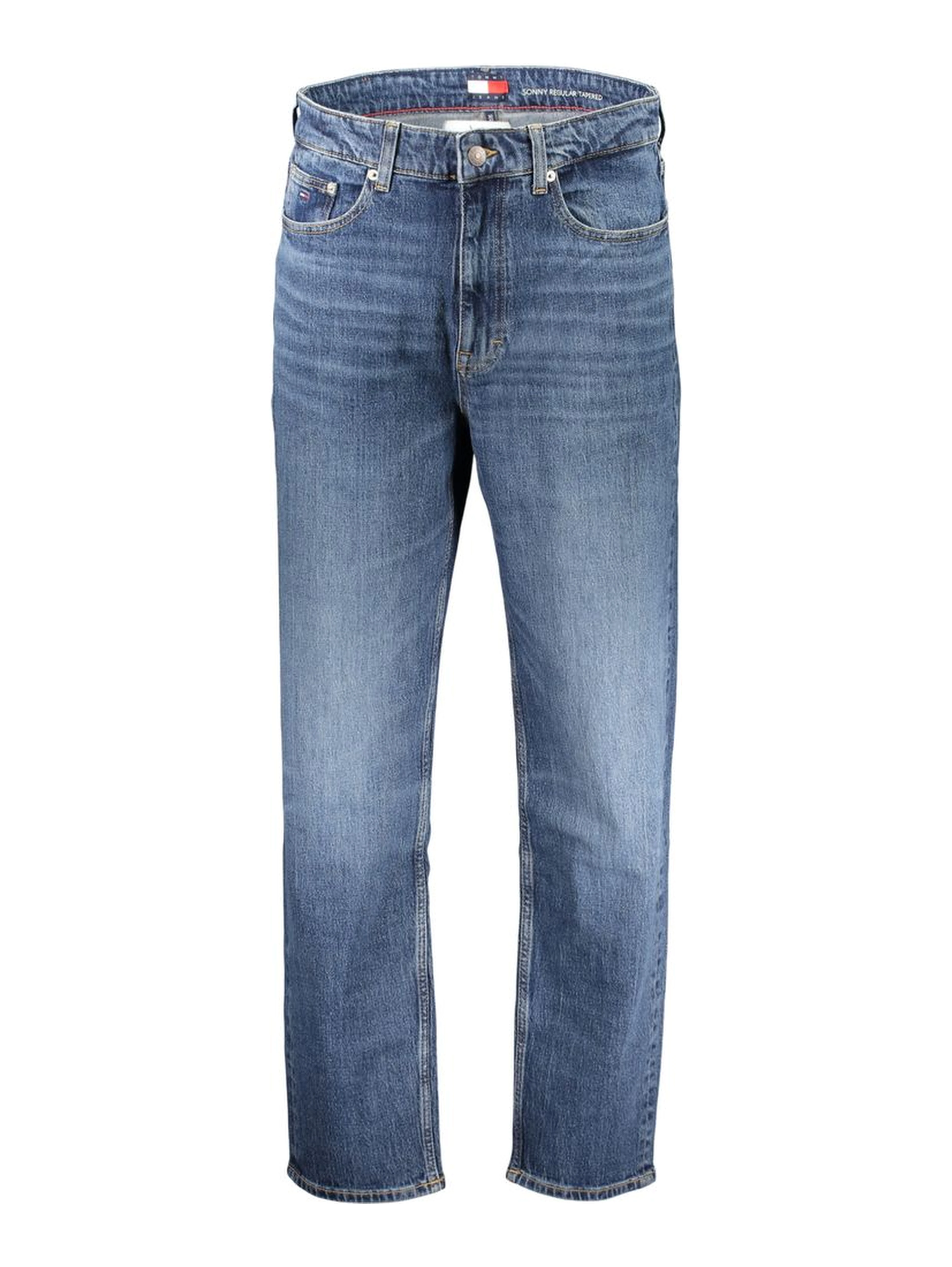 Blue Cotton Men's Jean Refined with Tapered Silhouette
