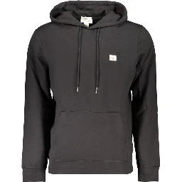 Black Cotton Men Hoodie