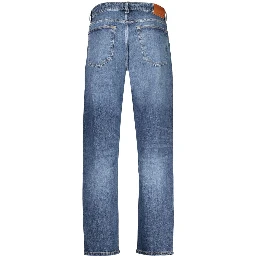 Blue Cotton Men's Jean Refined with Tapered Silhouette