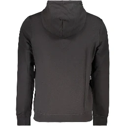 Black Cotton Men Hoodie