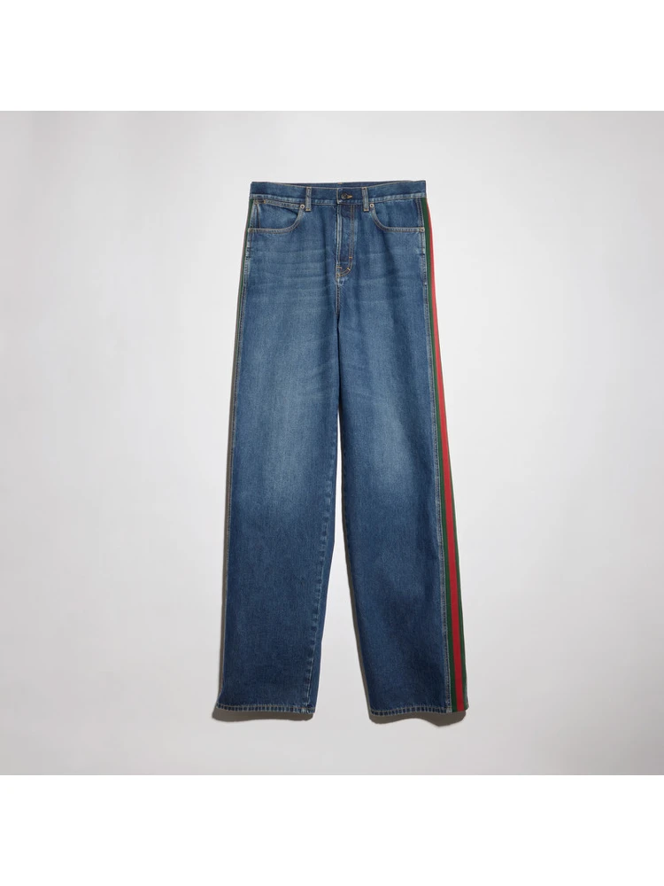 Wide leg jeans with Web detail