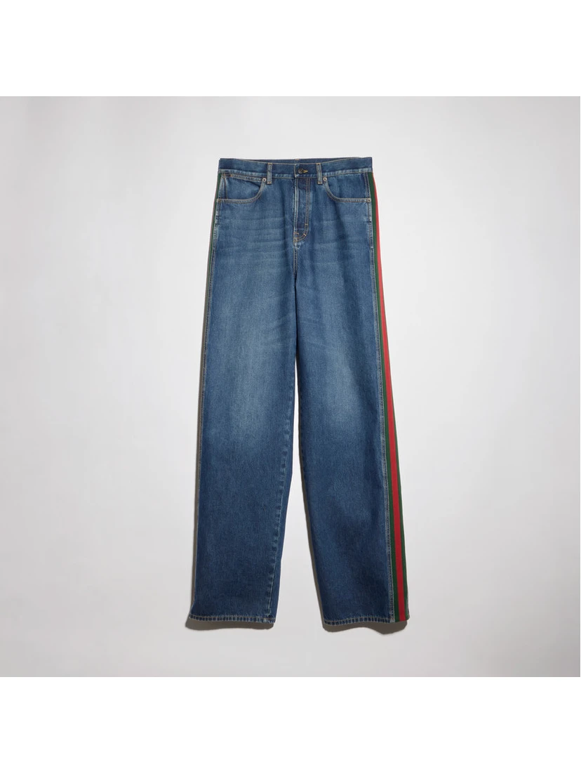 Wide leg jeans with Web detail