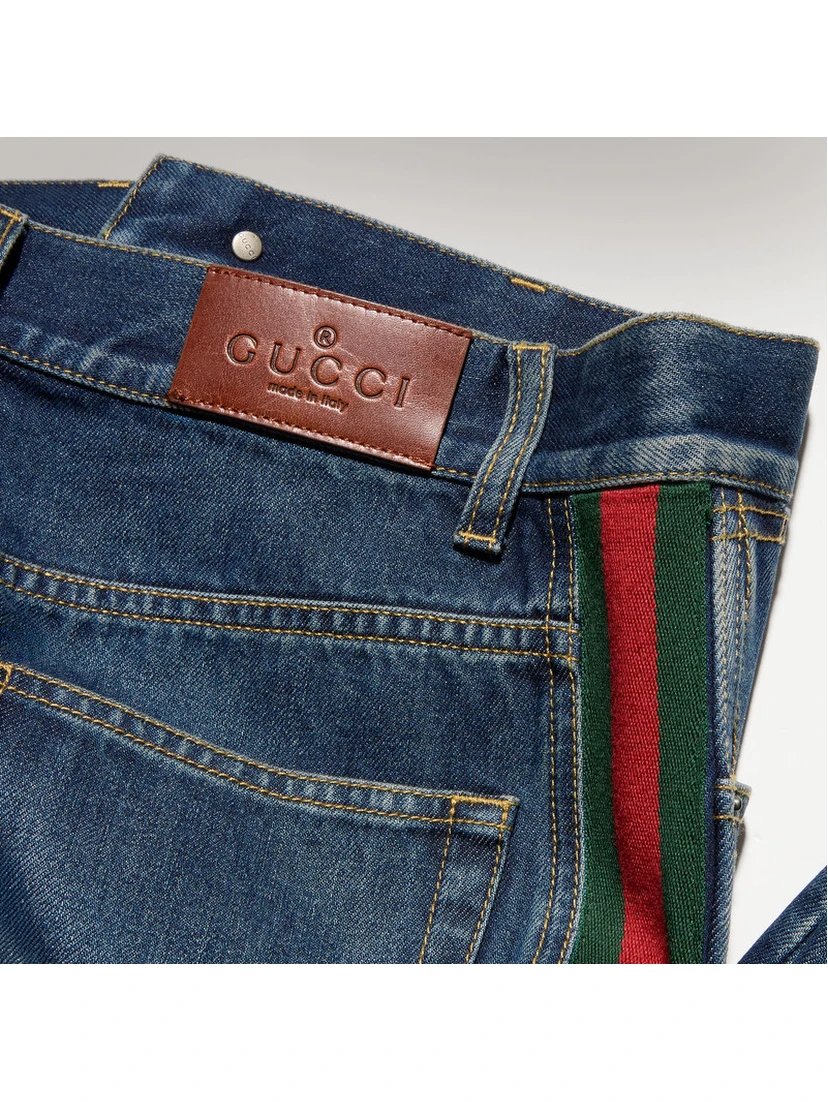 Wide leg jeans with Web detail