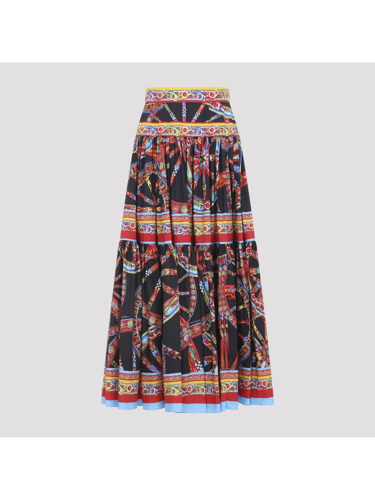 Dolce & Gabbana Popeline Midi Carretto Skirt