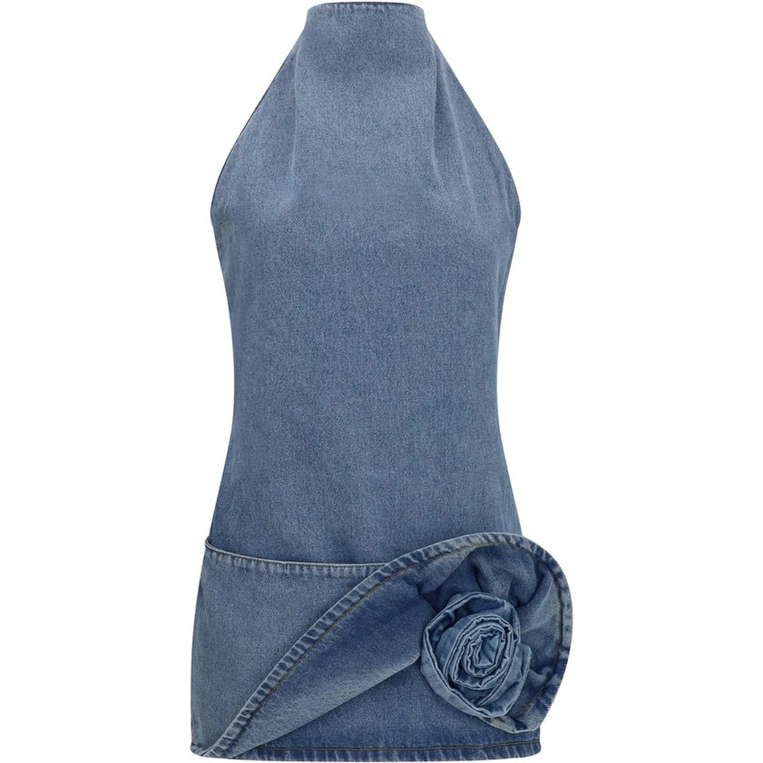 Blue Cotton Casual Dress