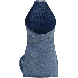 Blue Cotton Casual Dress