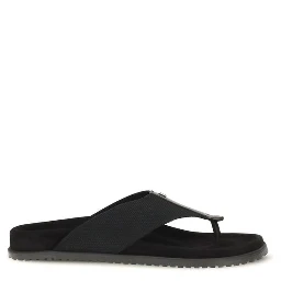 Black Polyester Flip-Flop Sandals