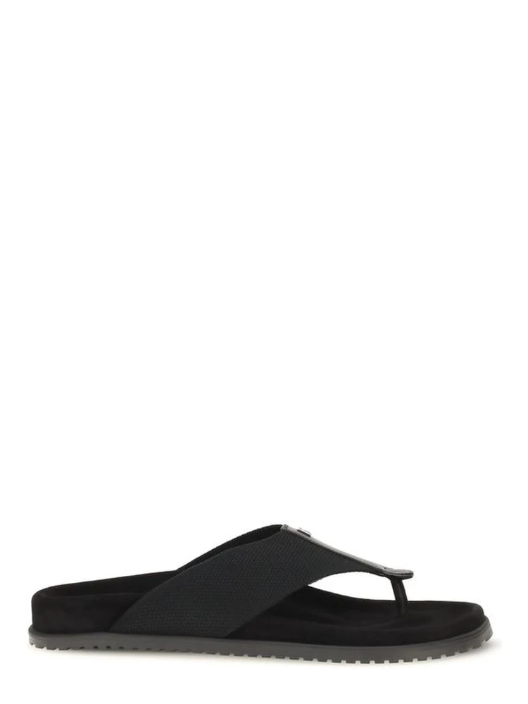 Black Polyester Flip-Flop Sandals