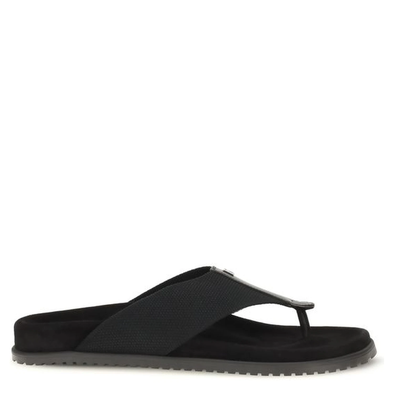 Black Polyester Flip-Flop Sandals