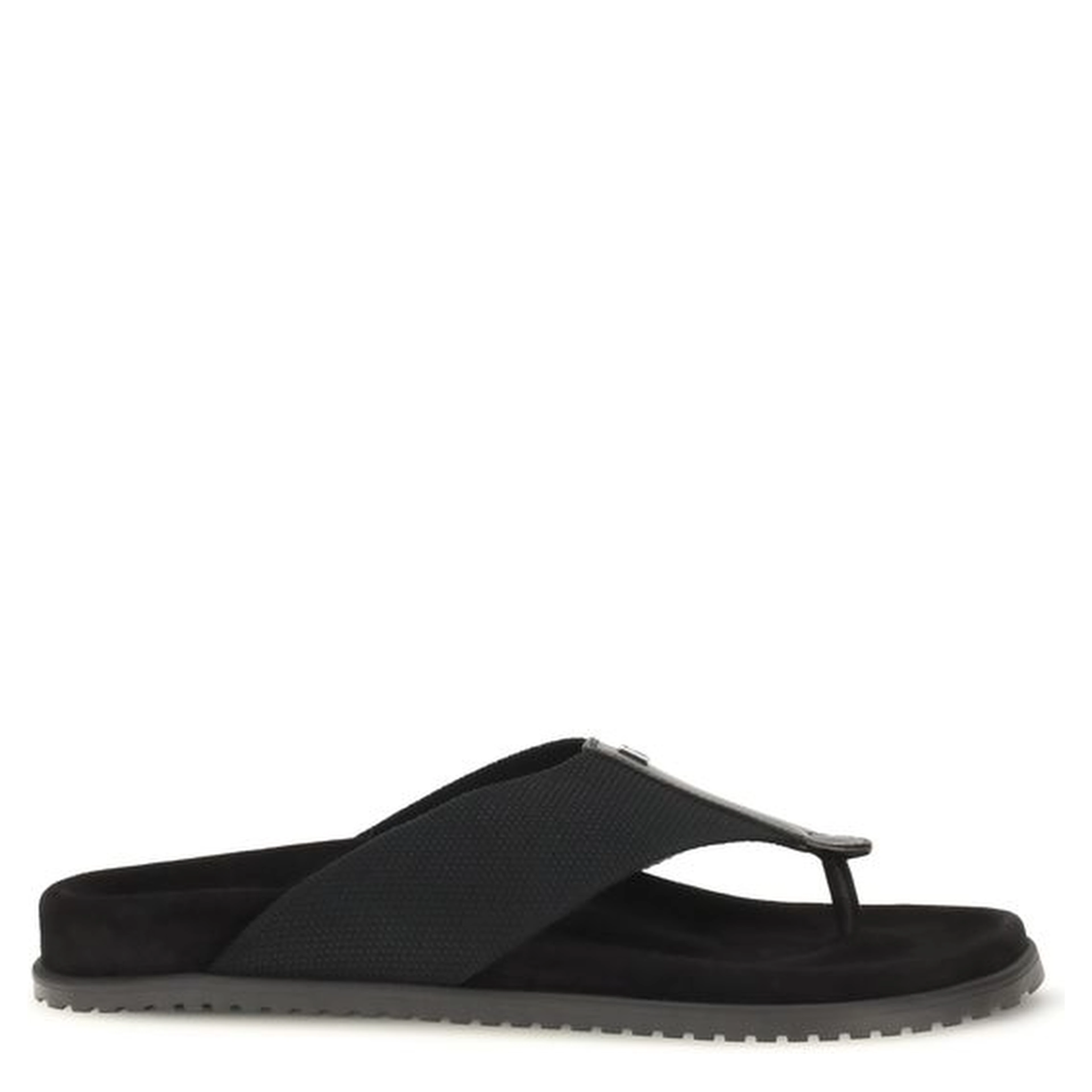 Black Polyester Flip-Flop Sandals
