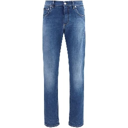 Blue Cotton Slim Fit Jeans