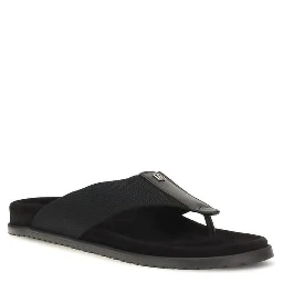 Black Polyester Flip-Flop Sandals