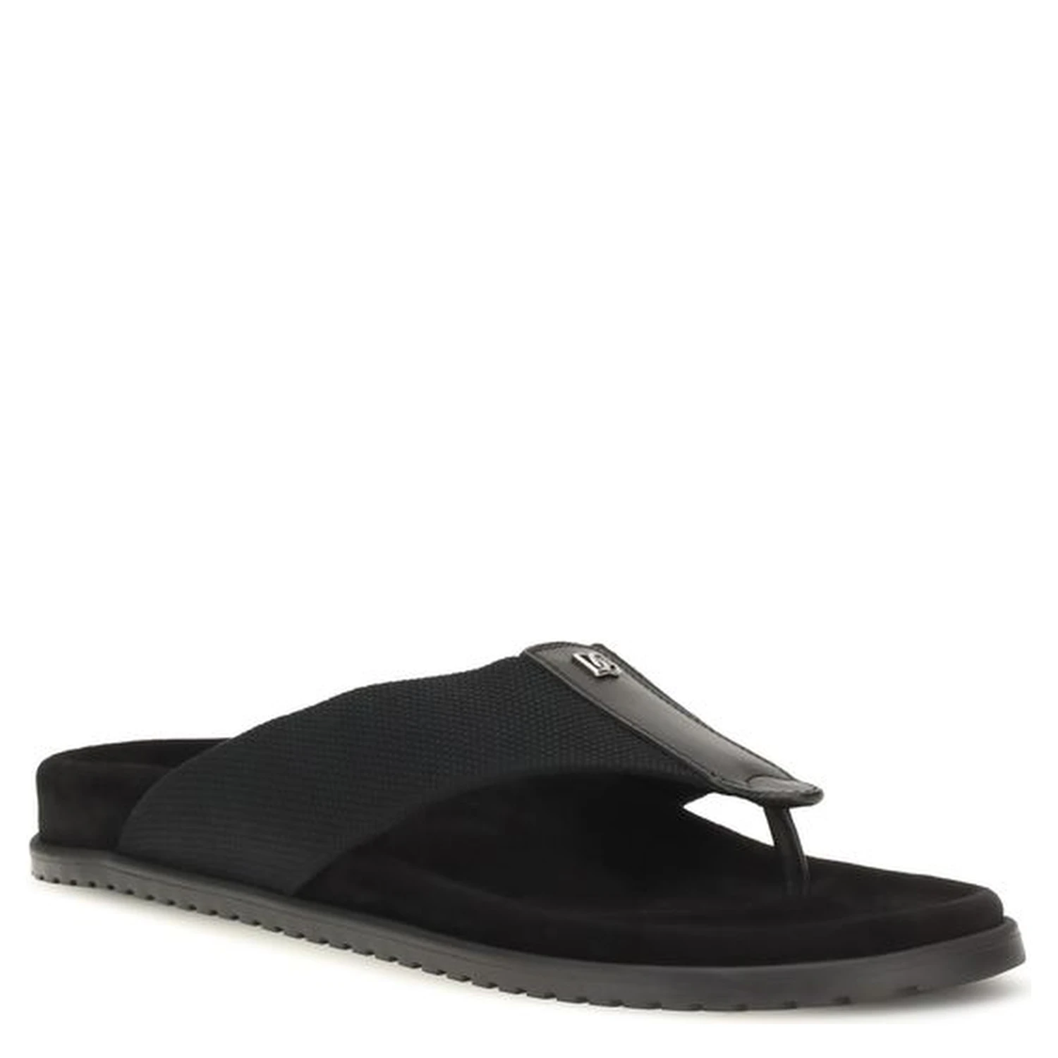 Black Polyester Flip-Flop Sandals