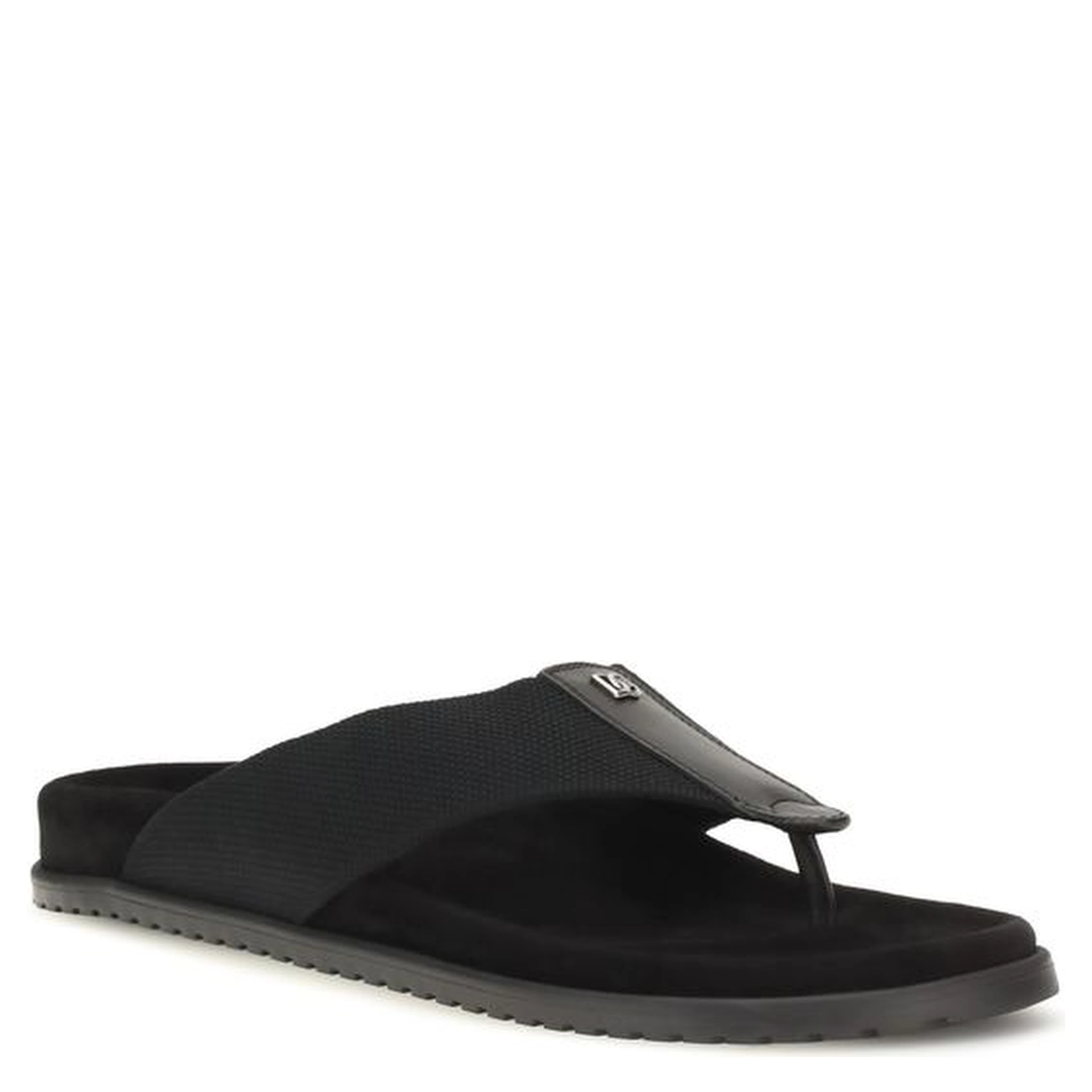 Black Polyester Flip-Flop Sandals