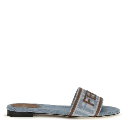 Blue Cotton Flat Sandals