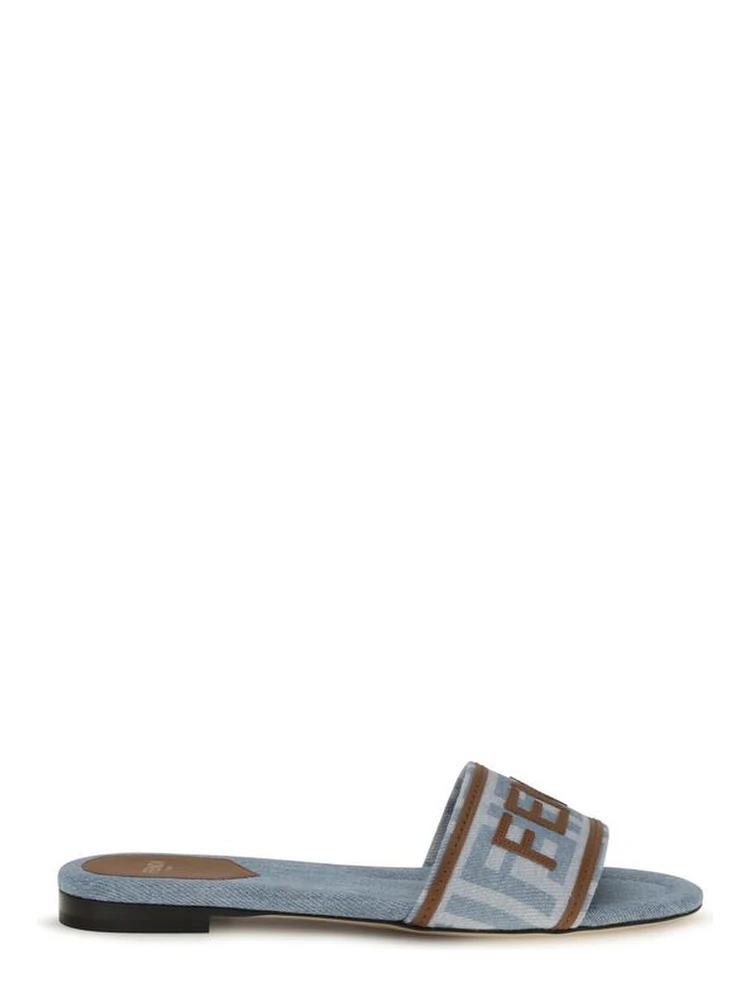 Blue Cotton Flat Sandals