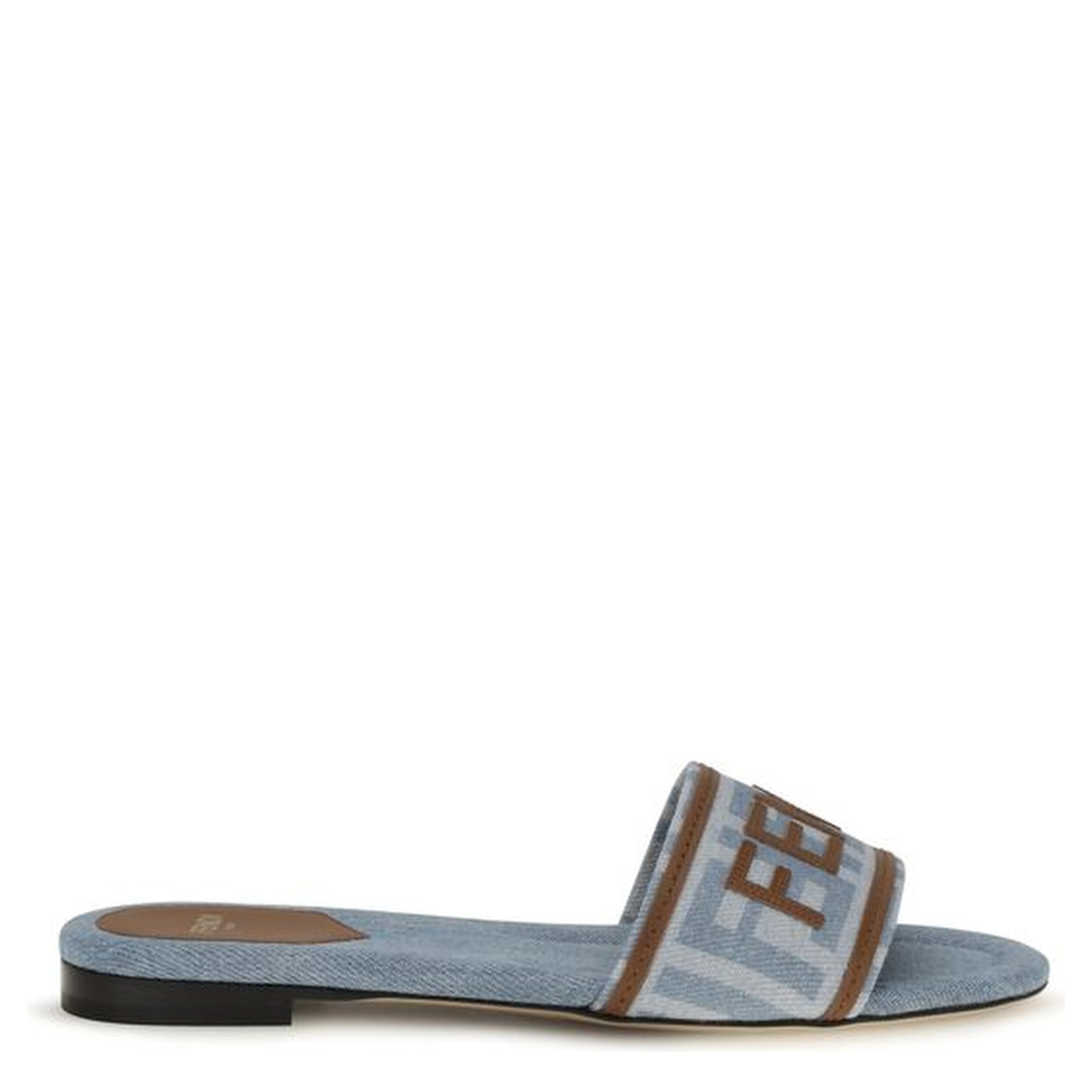 Blue Cotton Flat Sandals