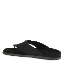 Black Polyester Flip-Flop Sandals