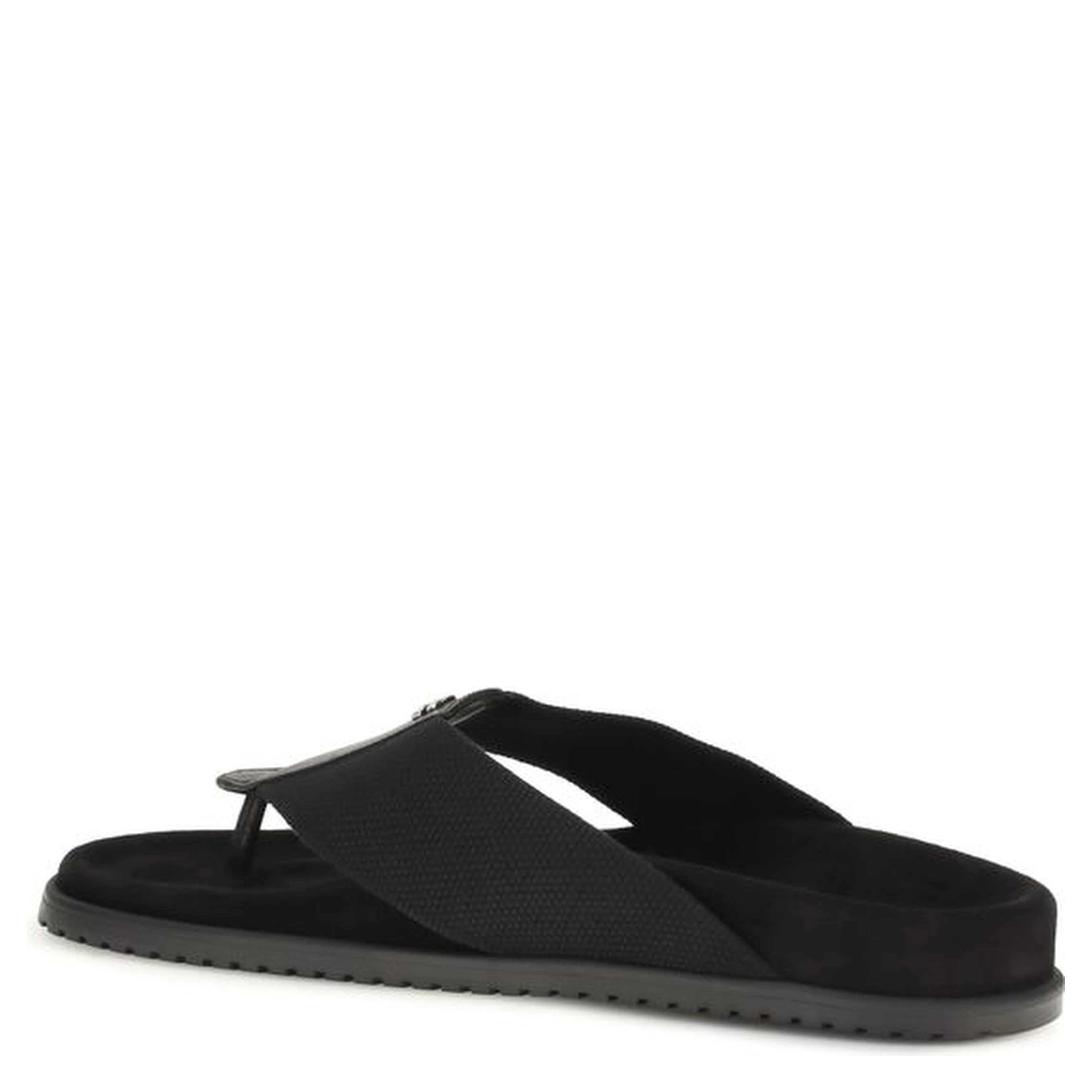Black Polyester Flip-Flop Sandals
