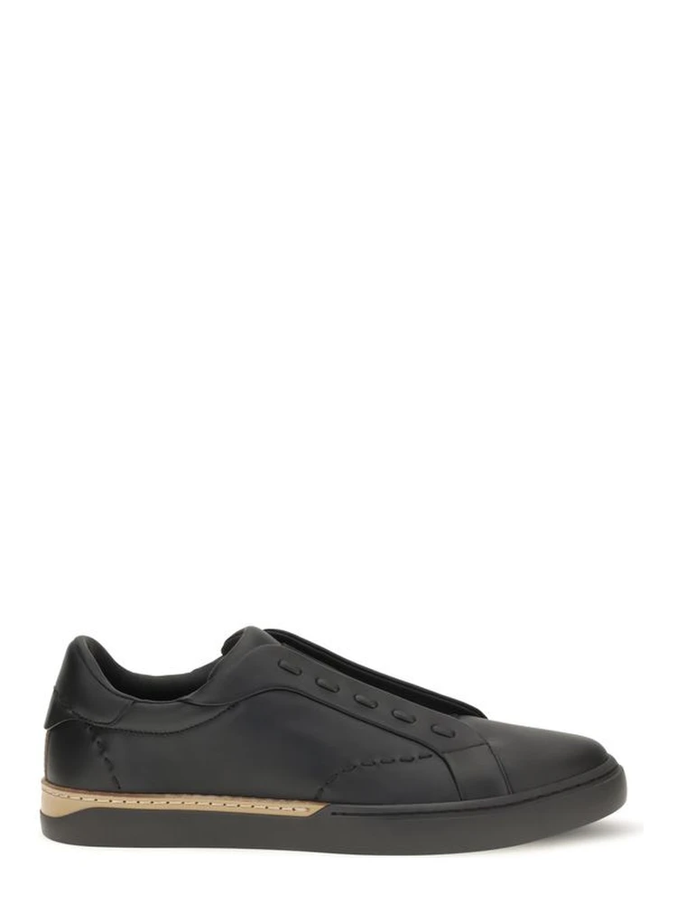 Black Calf Leather Bos Taurus Sneakers
