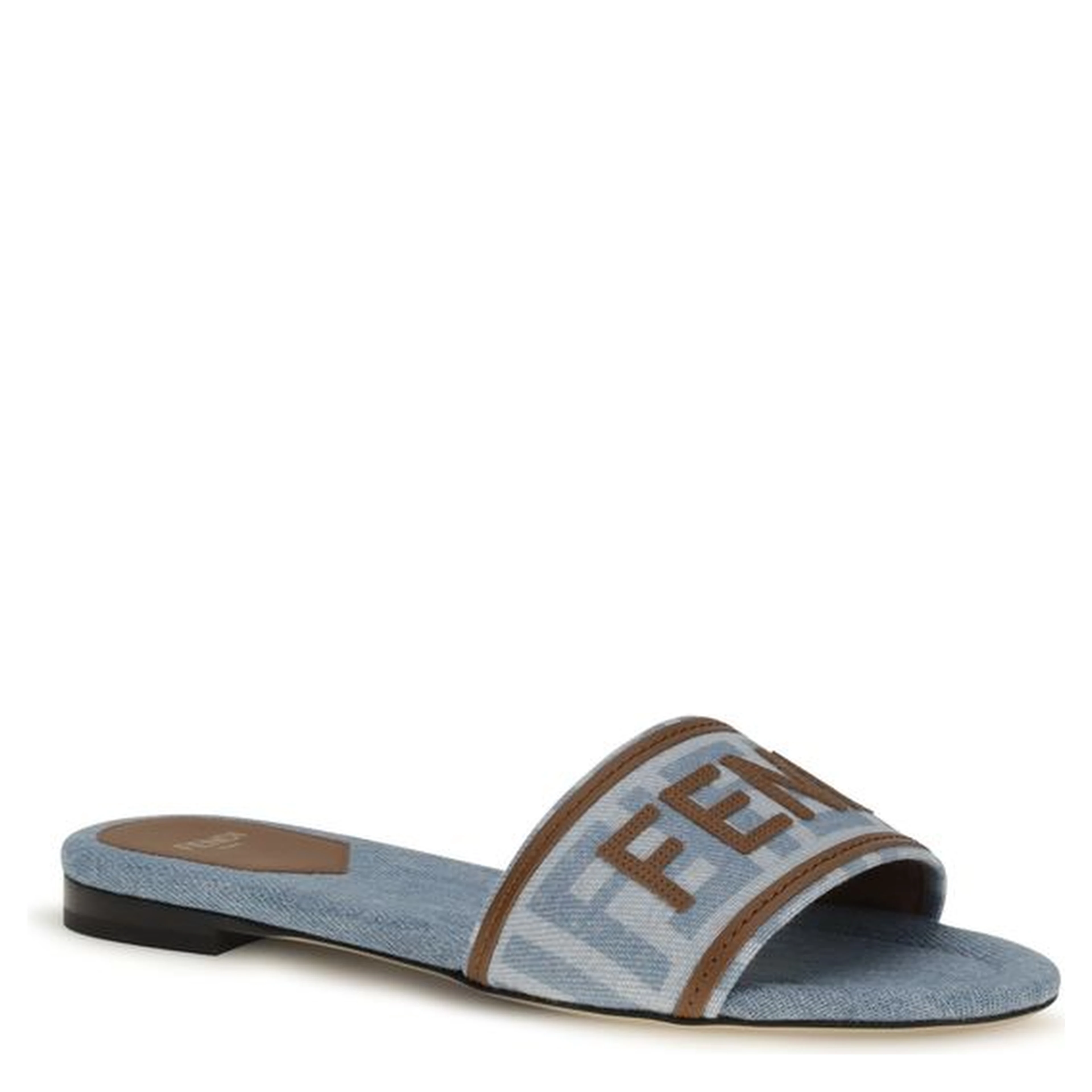 Blue Cotton Flat Sandals