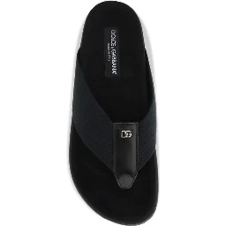 Black Polyester Flip-Flop Sandals
