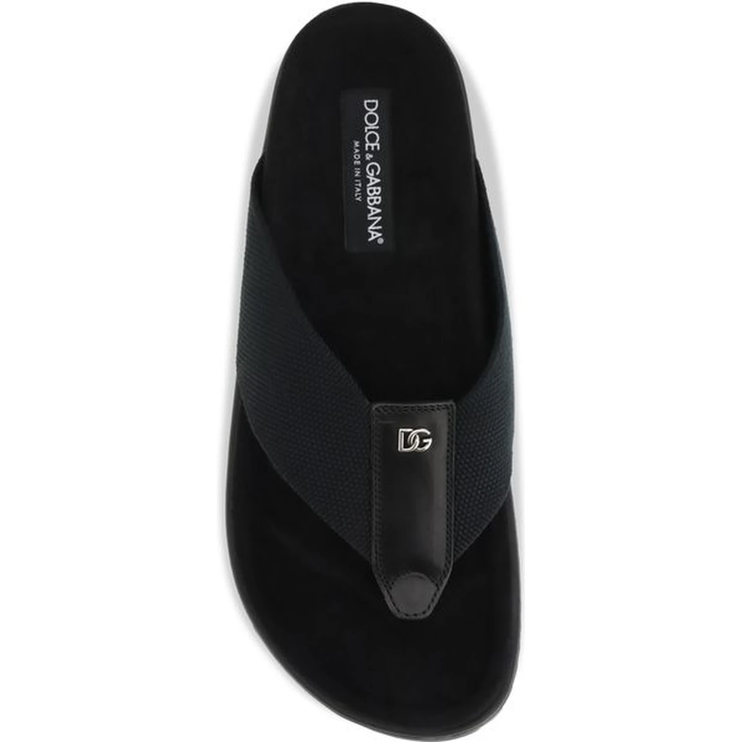Black Polyester Flip-Flop Sandals