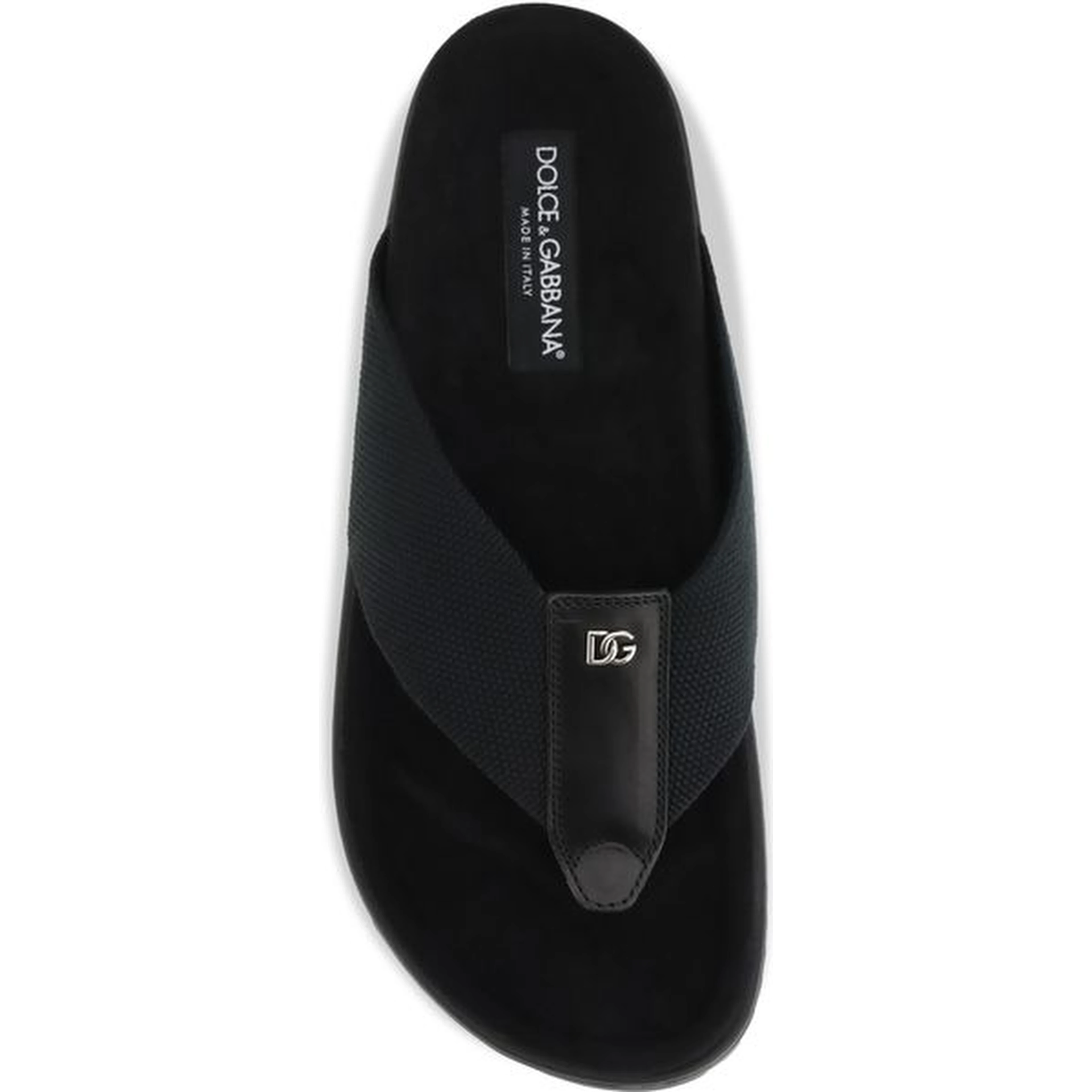 Black Polyester Flip-Flop Sandals
