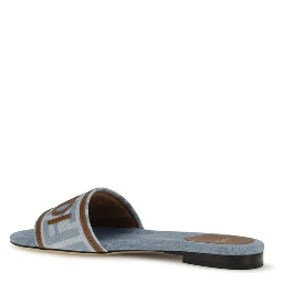 Blue Cotton Flat Sandals