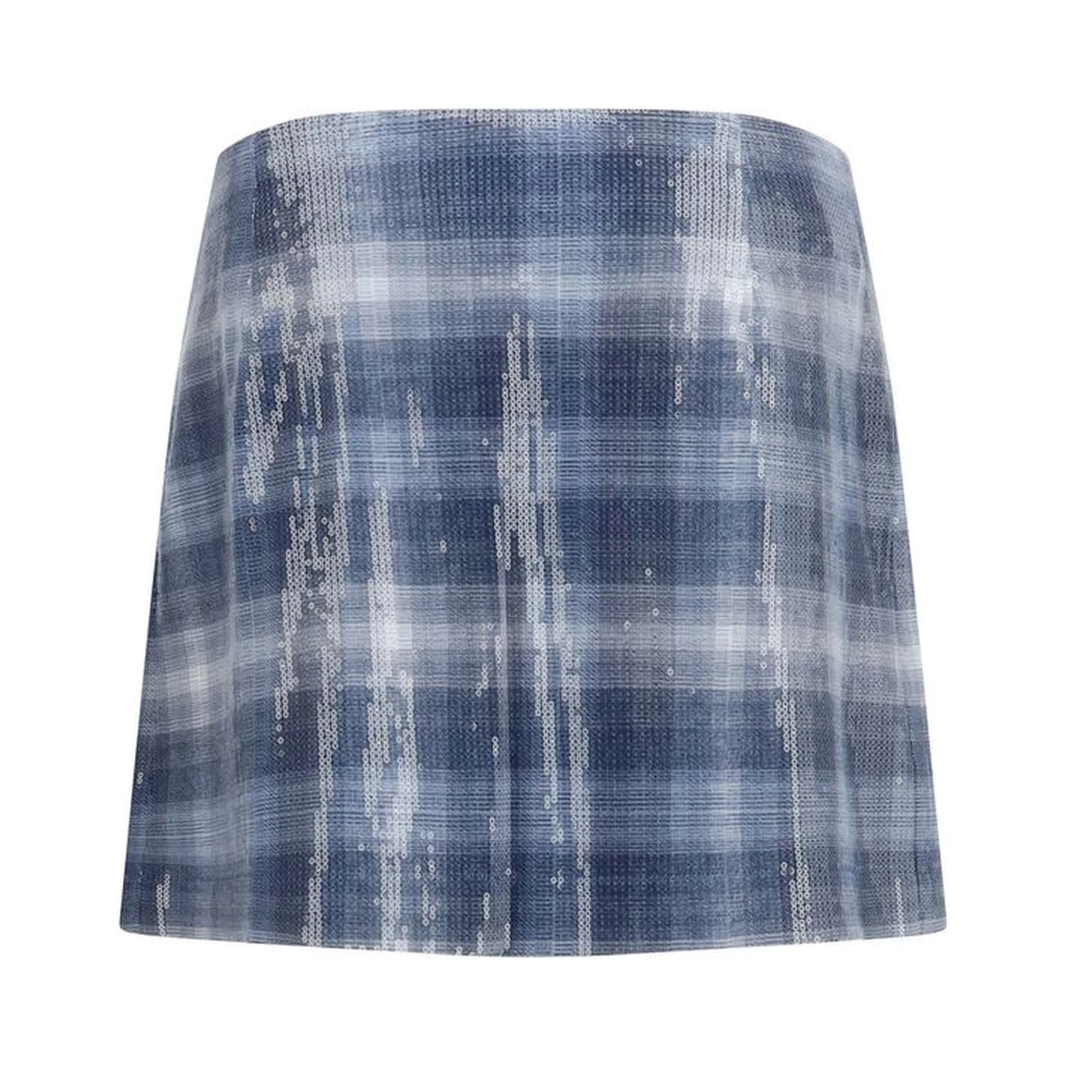 Blue Polyester Mini Skirt