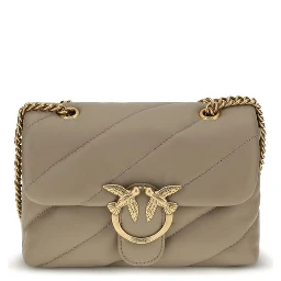 Beige Calf Leather Bos Taurus Shoulder Bag