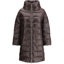 Brown Polyester Full-Length Jacket