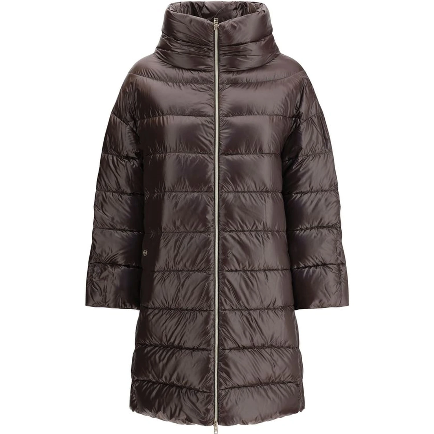 Brown Polyester Full-Length Jacket
