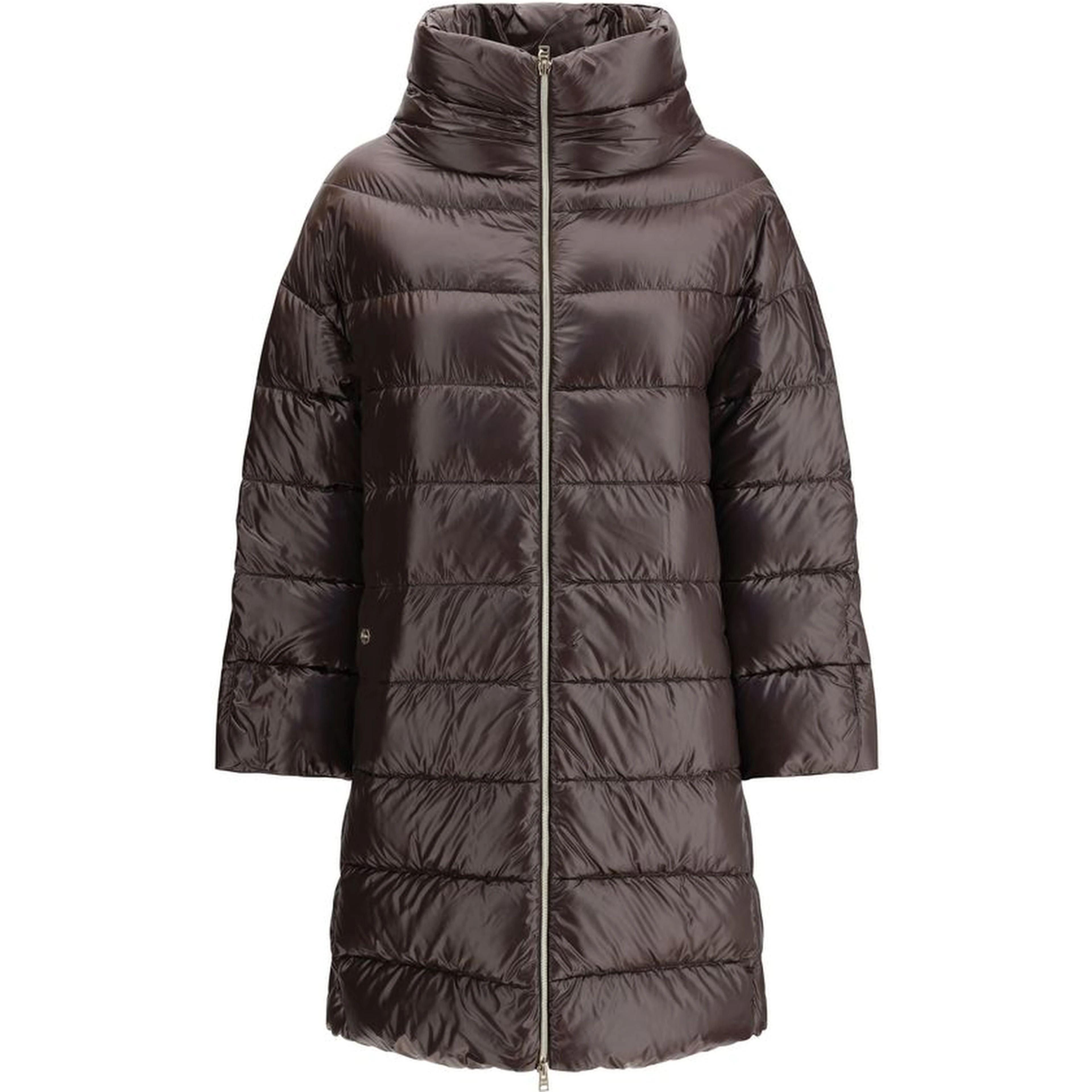 Brown Polyester Full-Length Jacket