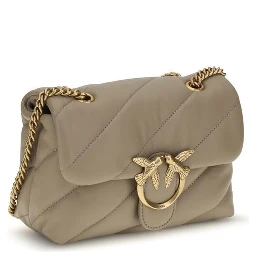 Beige Calf Leather Bos Taurus Shoulder Bag