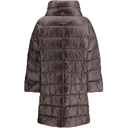 Brown Polyester Full-Length Jacket