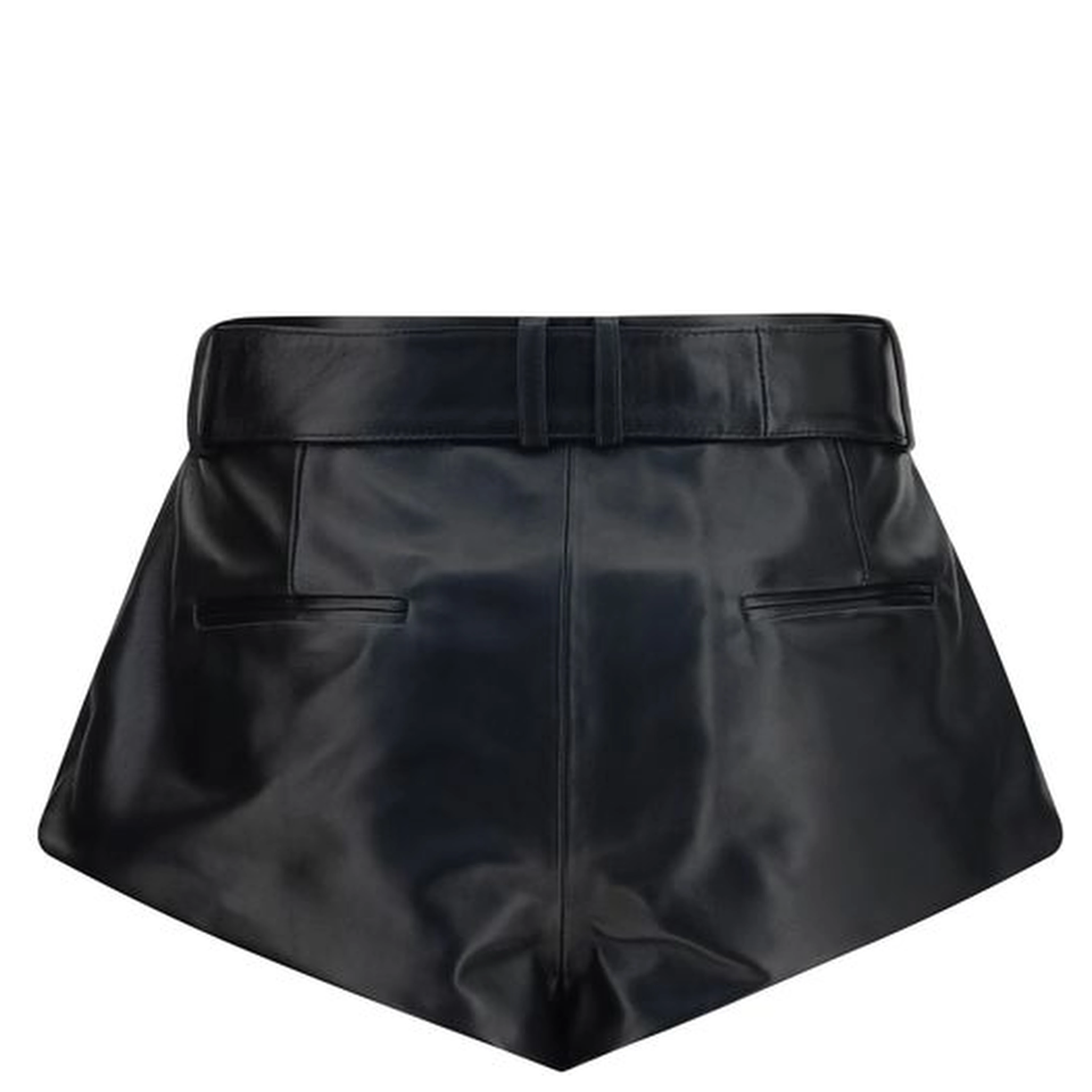 Black Lambskin Bermuda Shorts
