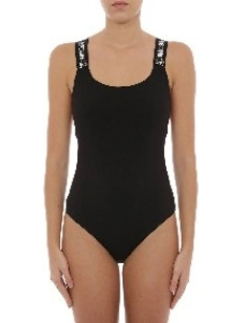 Black Cotton One-Piece Swimsuit