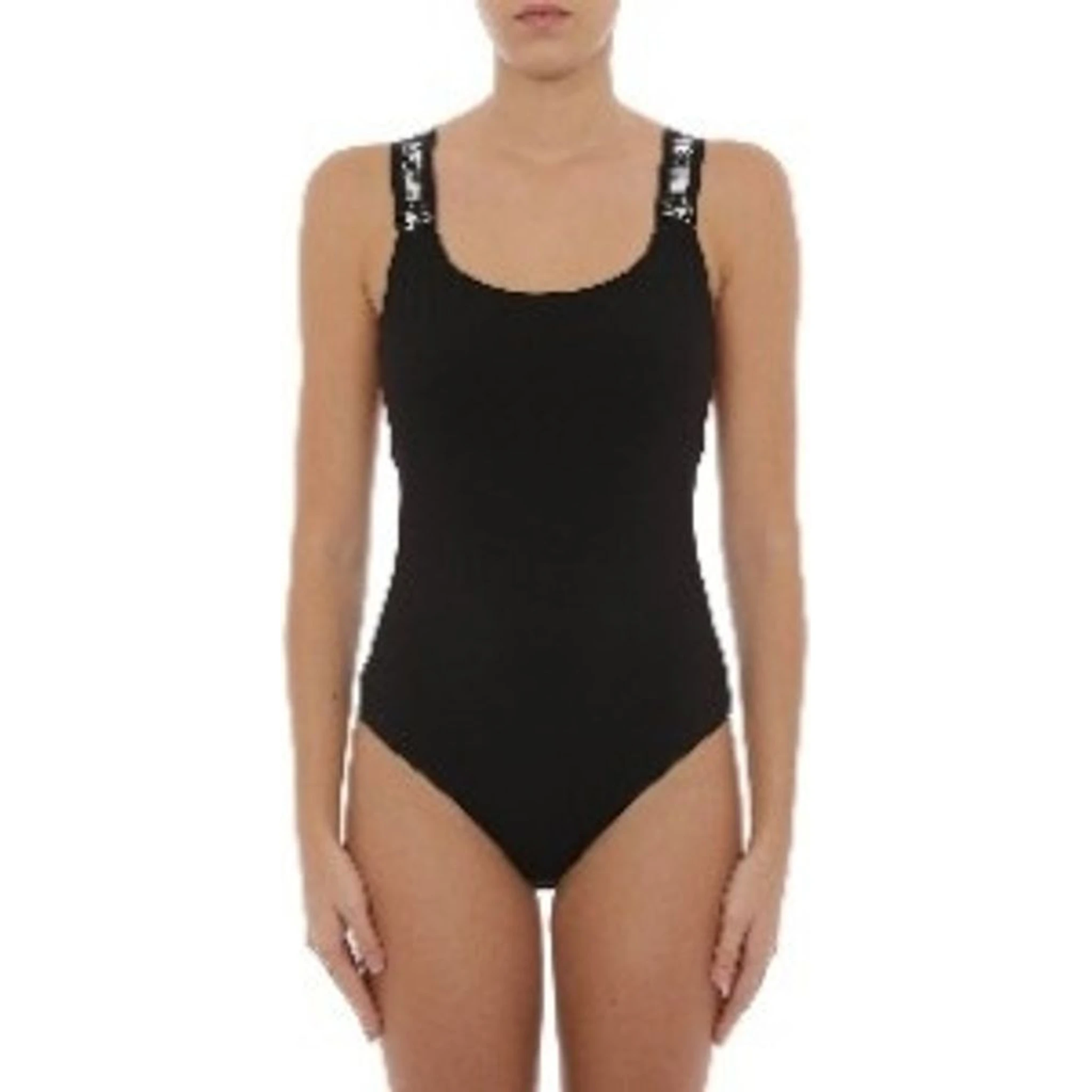Black Cotton One-Piece Swimsuit