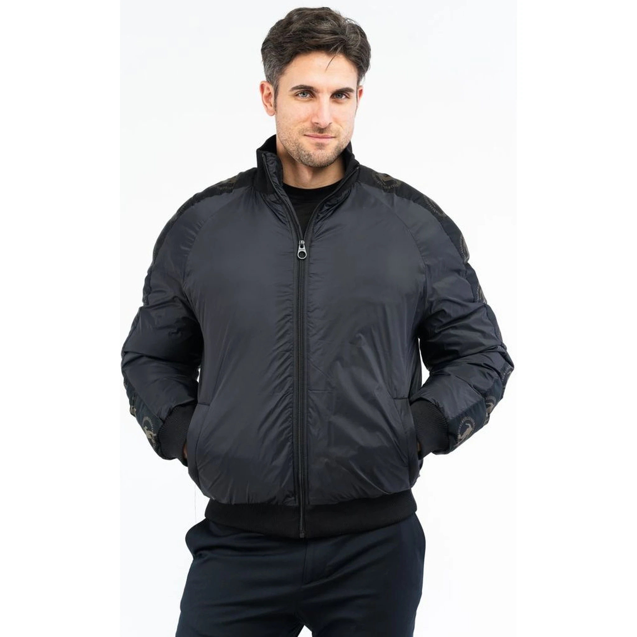 Black Nylon Bomber