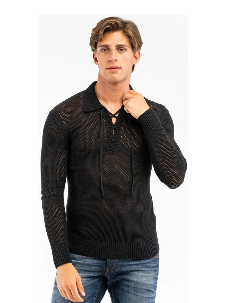 Black Cotton Polo Shirt