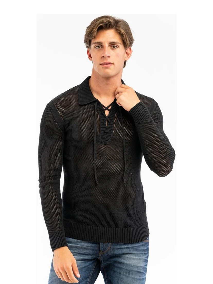 Black Cotton Polo Shirt
