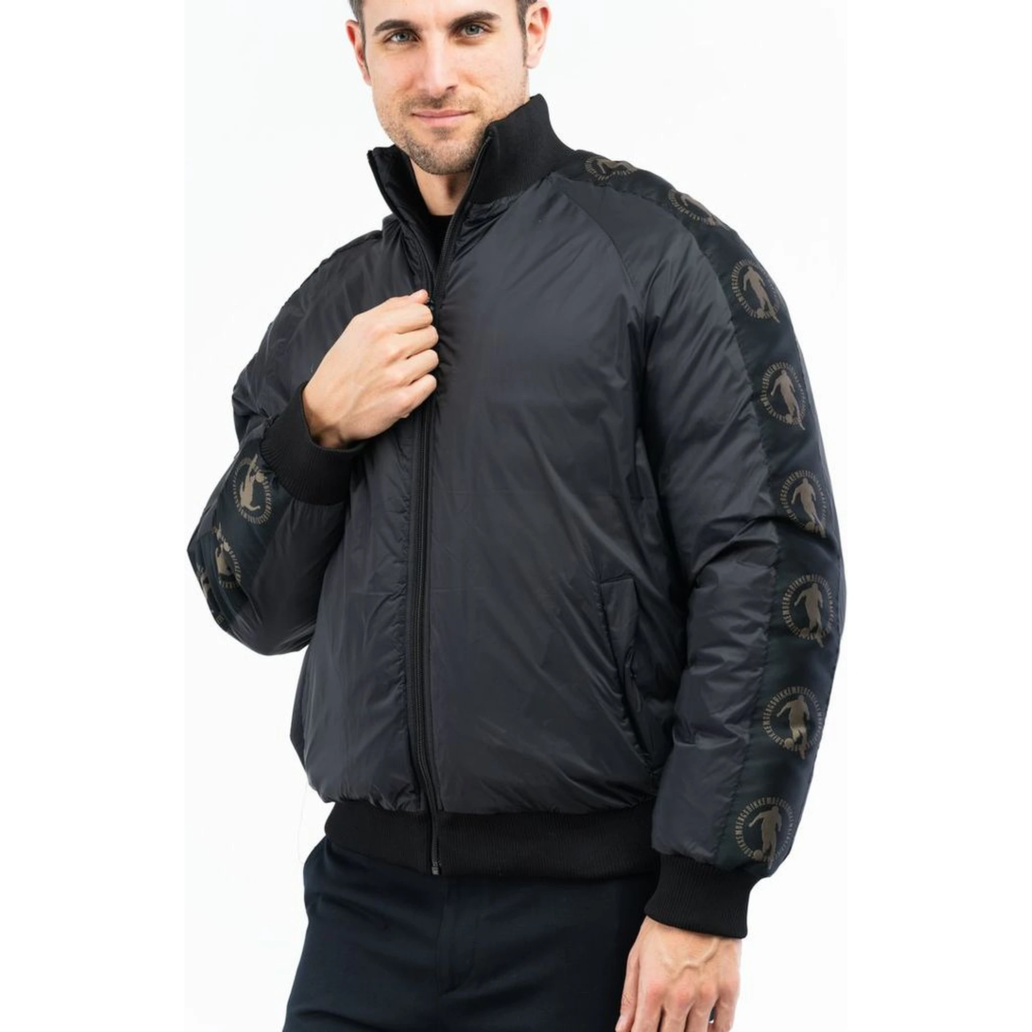 Black Nylon Bomber