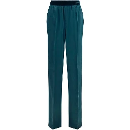 Blue Silk Casual Pants