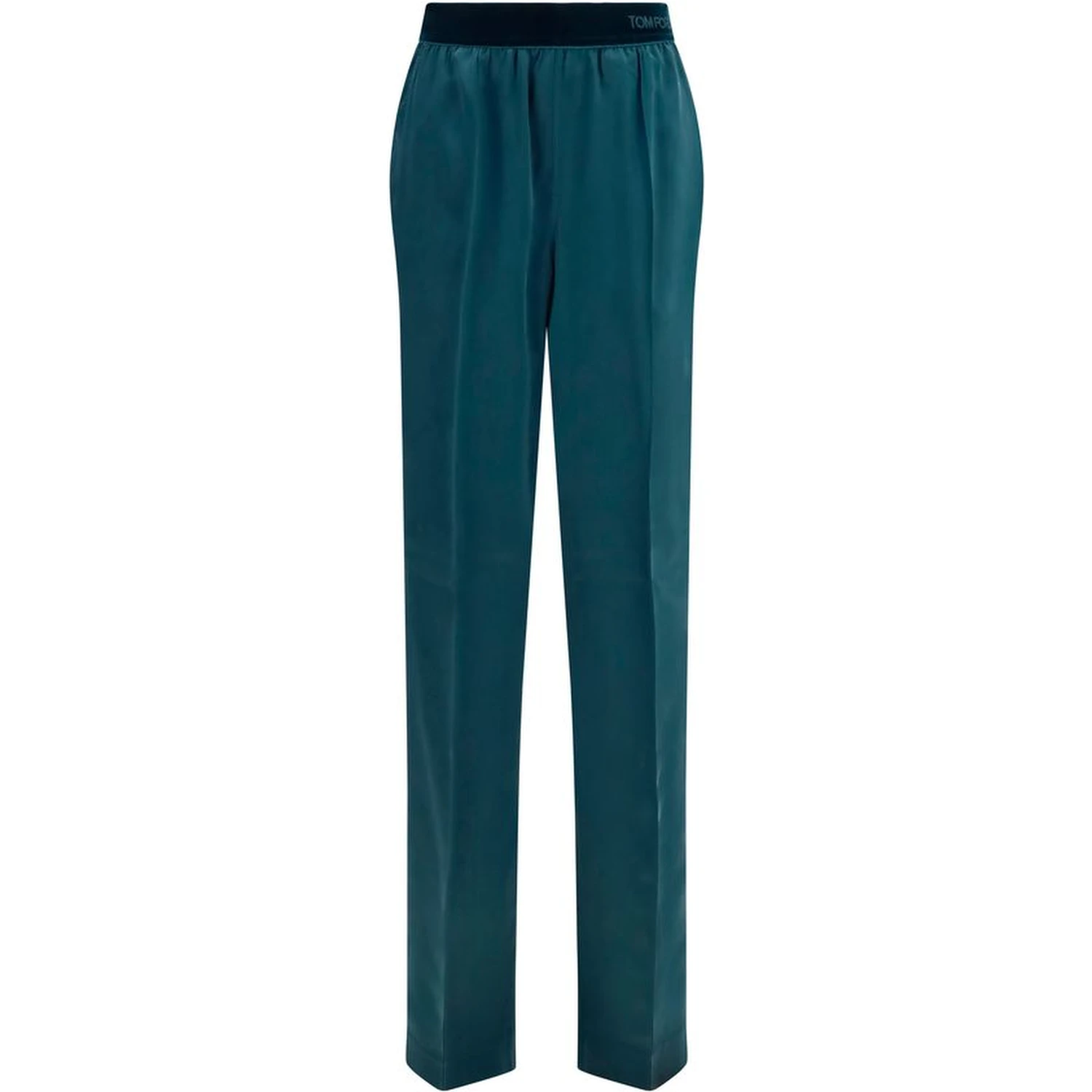 Blue Silk Casual Pants