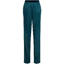 Blue Silk Casual Pants