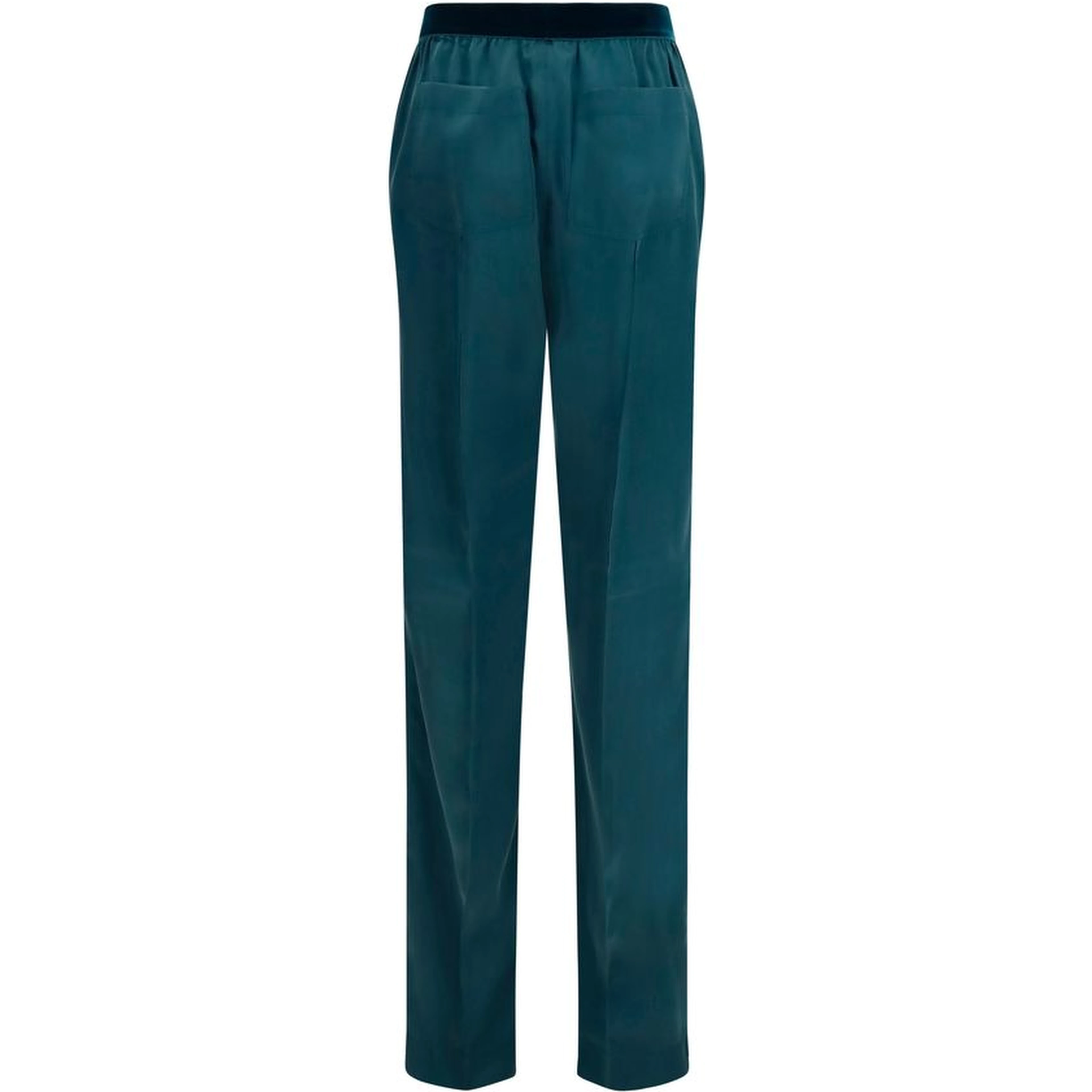 Blue Silk Casual Pants