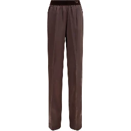 Brown Silk Casual Pants