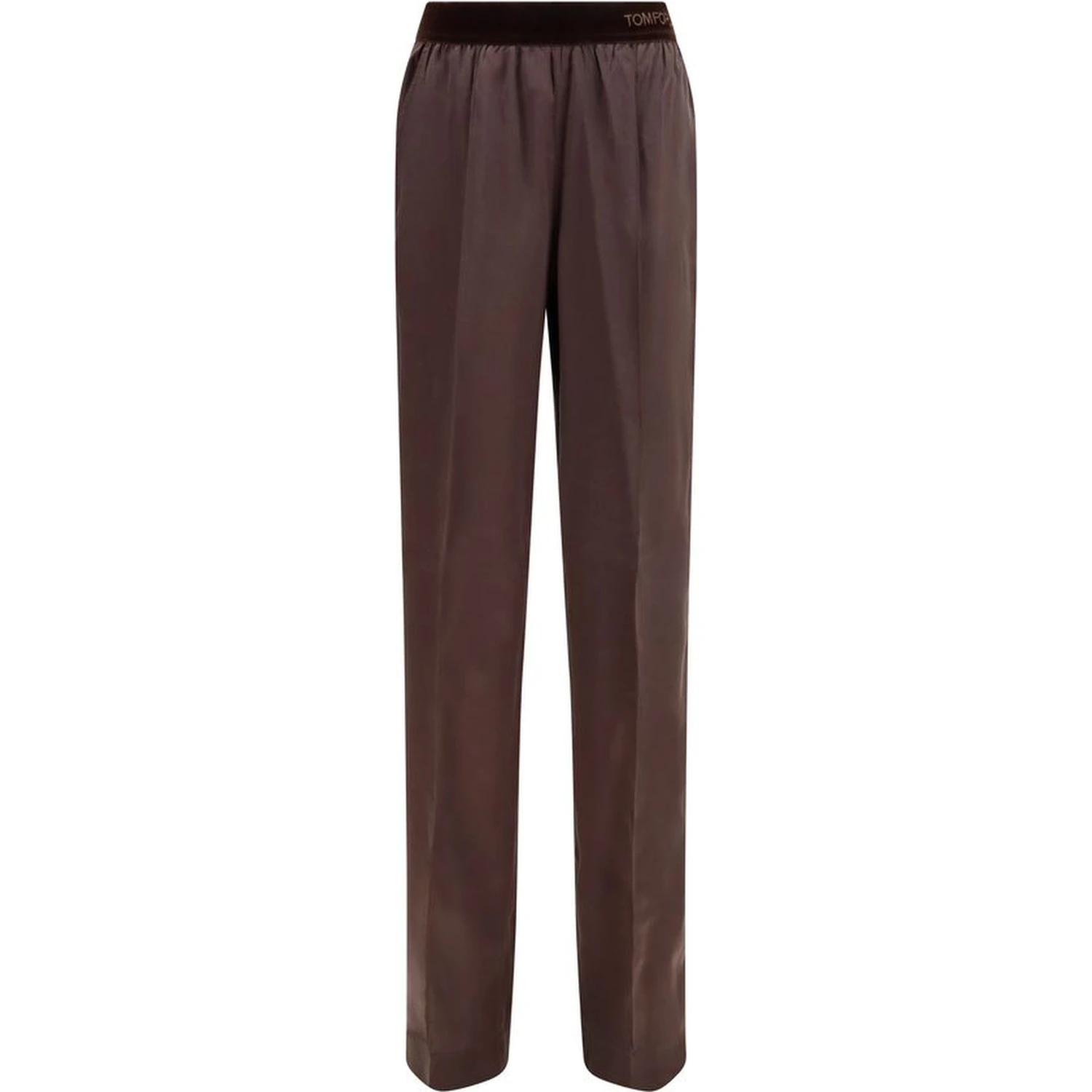 Brown Silk Casual Pants