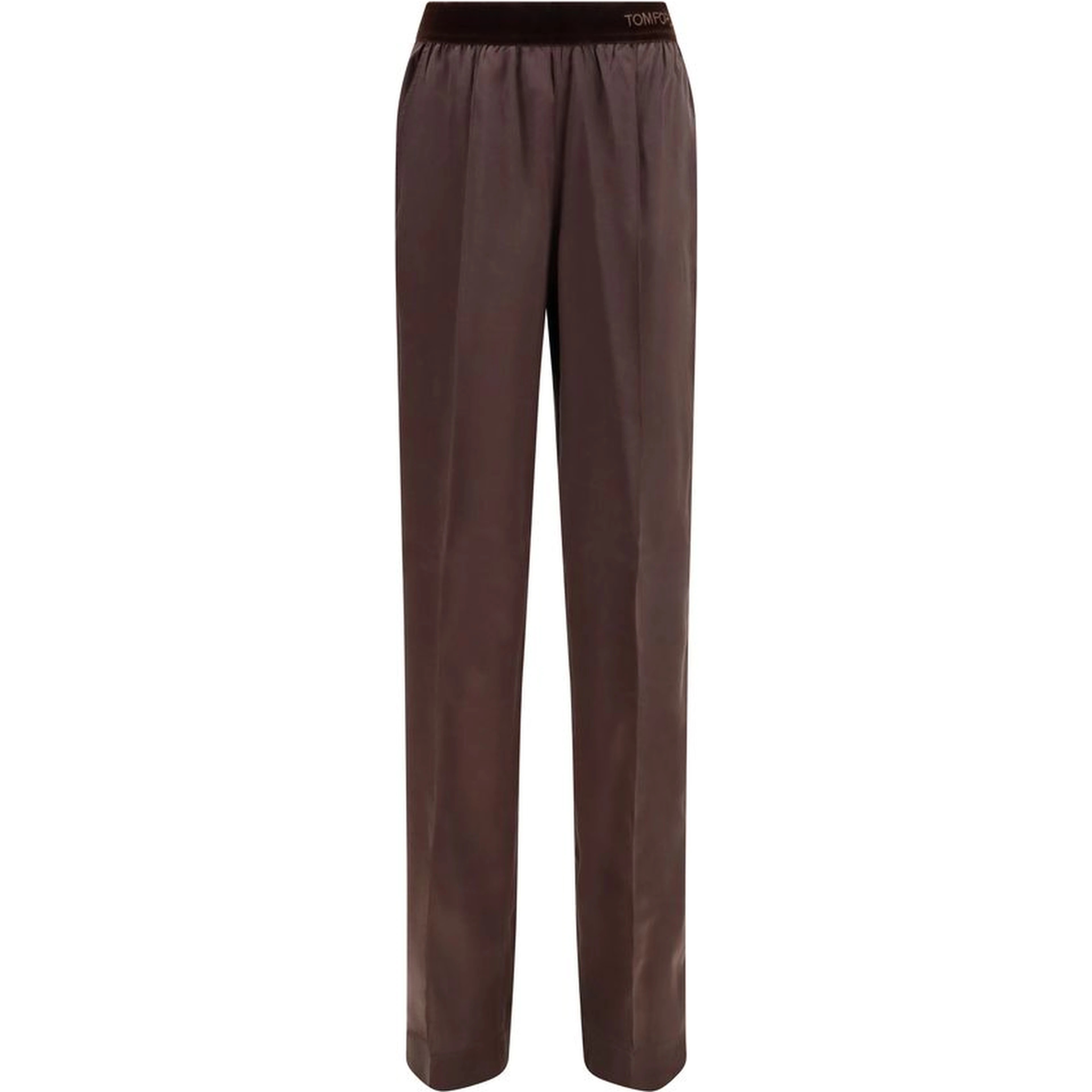 Brown Silk Casual Pants